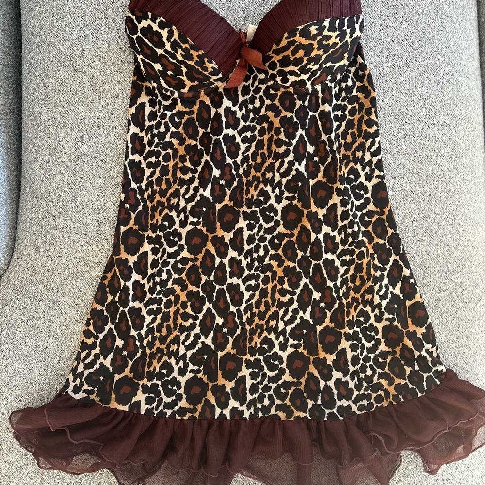 Leopard Print Dress with Burgundy Accents
